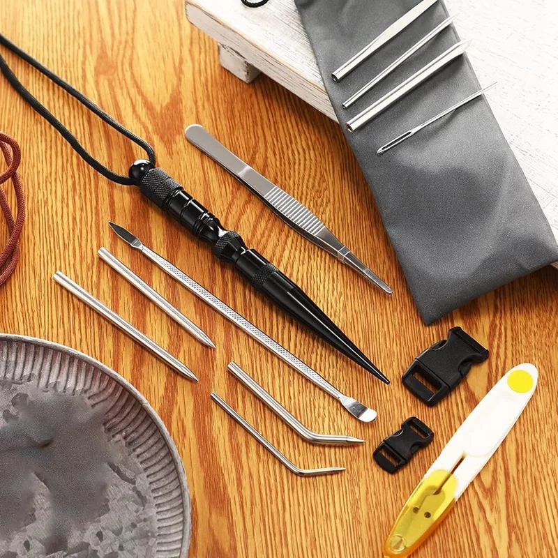 12Pcs Paracord-FID Knotter Tools Set Stainless Steel Marlinspike Set Stitching Lacing Needles And Smoothing Knotter Tool