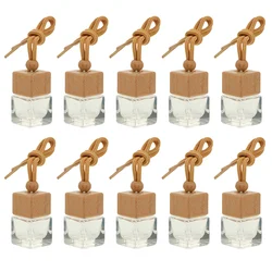 10Pcs 8ml Diffusoren Ätherische Öle Leere Holz Flasche Quadratischen Deckel Auto Hängen Zubehör Parfüm Flaschen Baumwolle Lufterfrischer