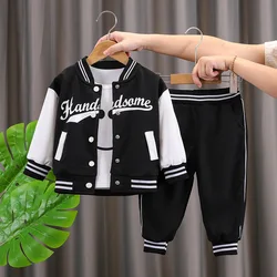 Children's Korean Edition Set Spring Autumn Boys'Clothing Letter Printed 2-piece Set Fashion Casual Girls' Jacket+Pants Set 0-5Y