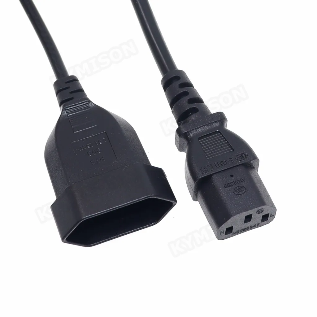 Y Splliter Power Cord IEC320 C14 Plug 3-Prong Male Power Cable Cord AC Power Adapter to C13+ CEE7/16 2Pin Female Socket