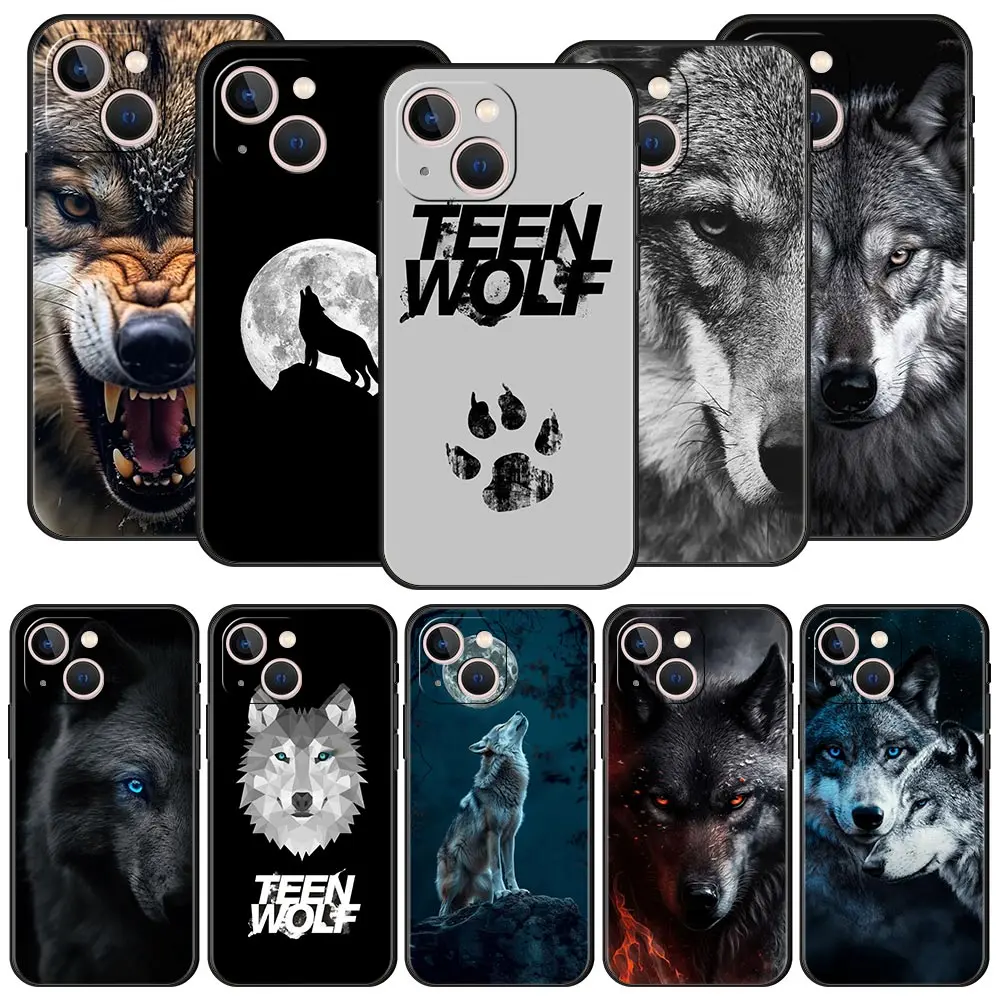 

The Wolf Luxury Phone Case For iPhone 13 15 14 12 Mini 11 Pro MAX XR X SE XS 7 8 Plus Silicone Black Protection Cover