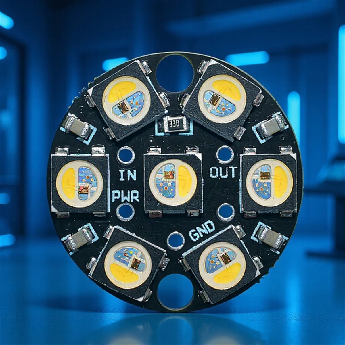 2025+SK6812 RGBW Round Full Color Black Single Point Single Control Ring Development Board 7 Bit DC5V