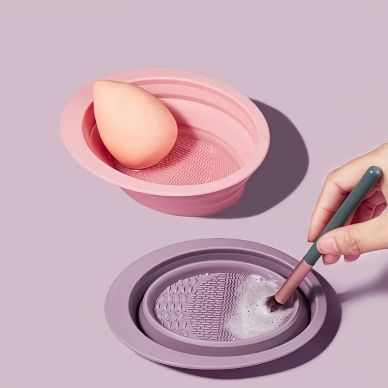 

1pc Multi-functional Silicone Makeup Brush Folding Cleaning Bowl Brushes Powder Puff Beauty Washing Scrubber Pad Makeup Tools