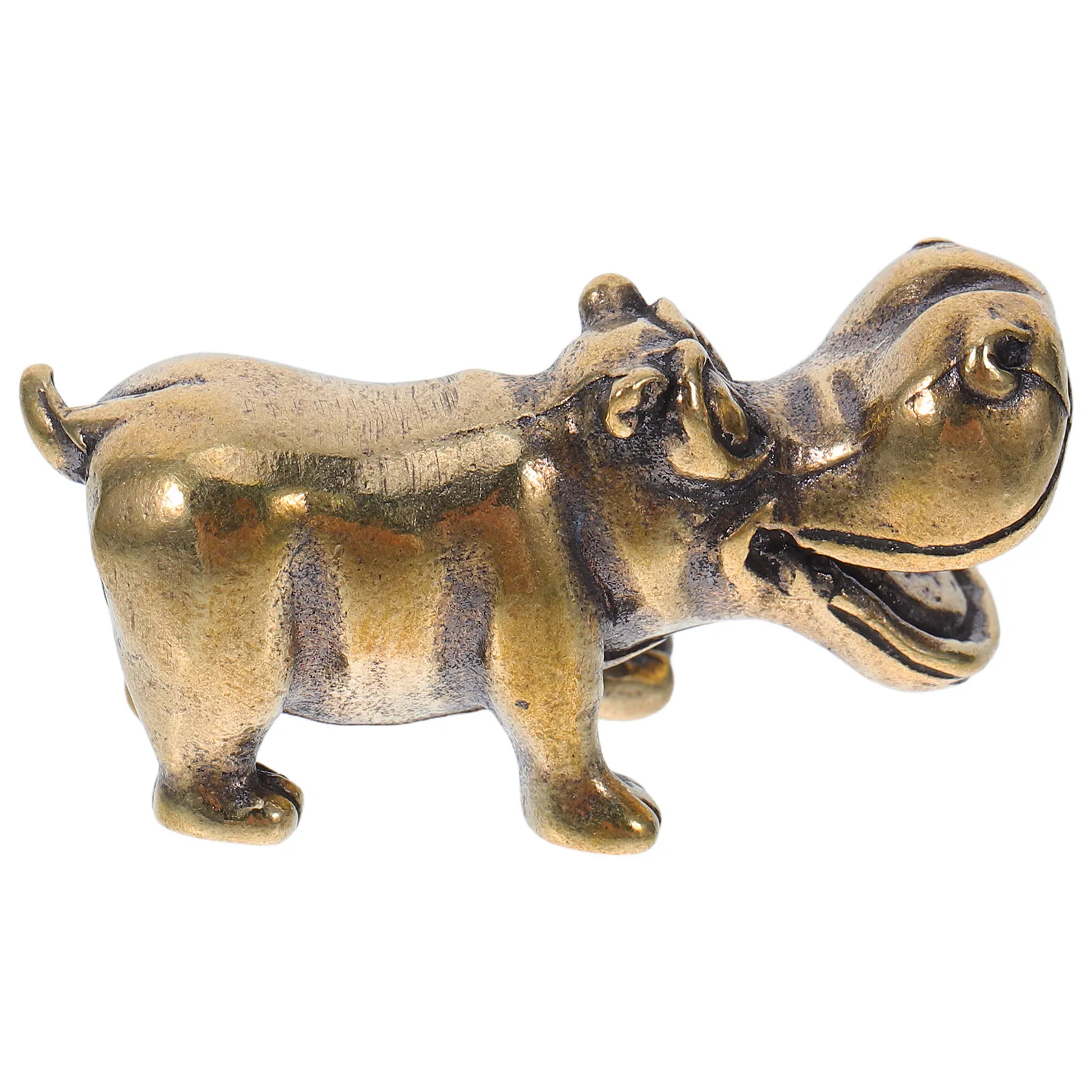 Brass Hippo Statue Solid Weighty Stability Guaranteed Desktop Hippo Ornament for Office Home Decor Indoor Tabletop Creative