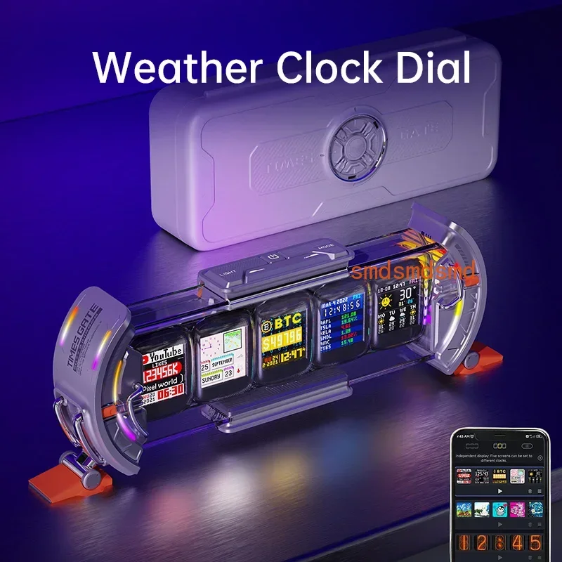 Times Gate - Cyberpunk Gaming Setup Digital Clock with Smart APP Control, WiFi Connect, RGB LED Display,