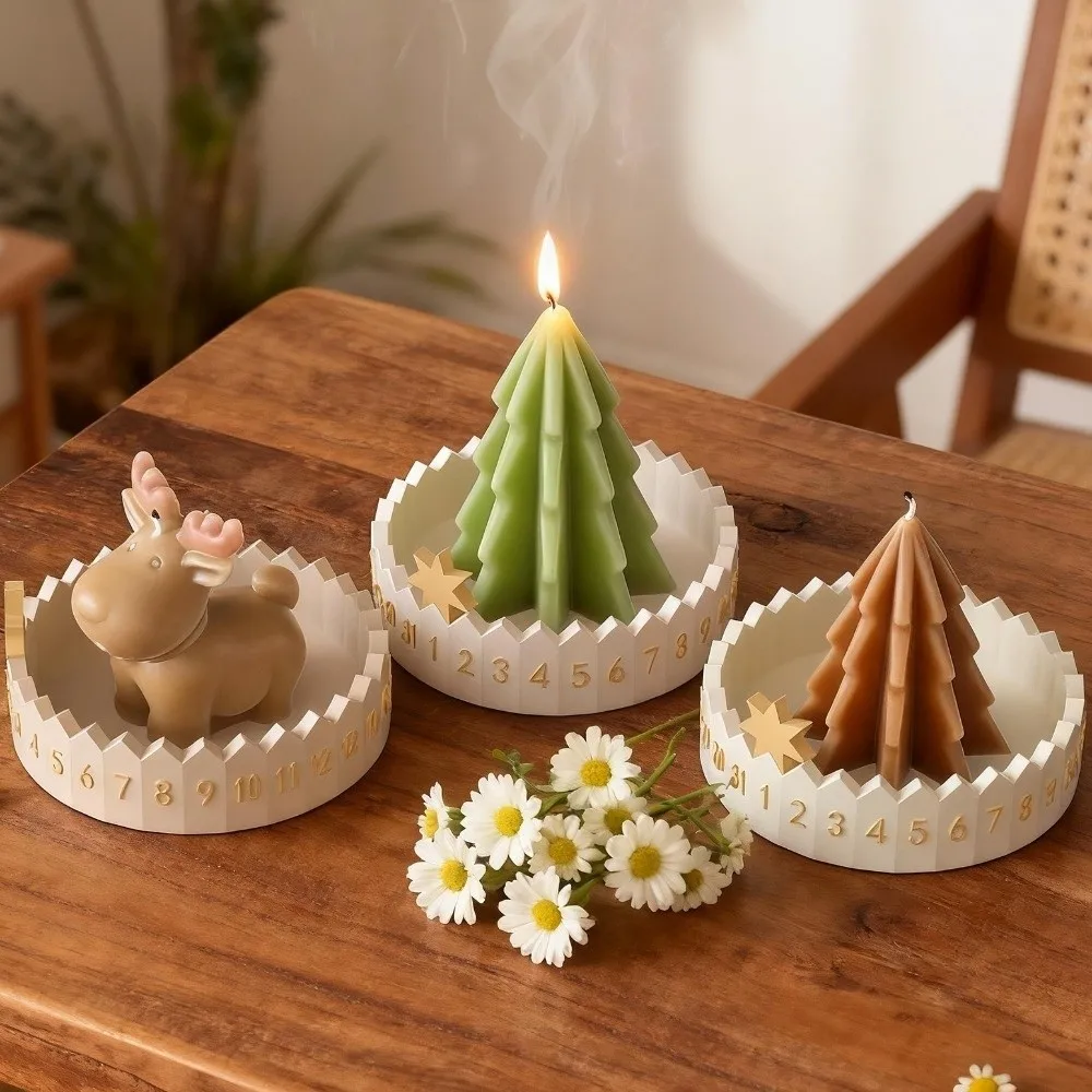 3D Christmas Advent Calendar Silicone Mold Countdown Design DIY Craft Christmas Tree Candle Mold Non-stick Deer Shape