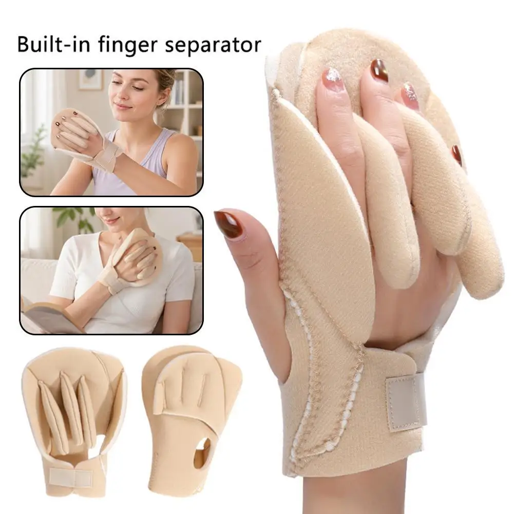 Hand Splint Support Glove With Built-in Finger Separator, Soft Foam Palm Cushion Relieve Hand Fatigue Finger Corrector Brace