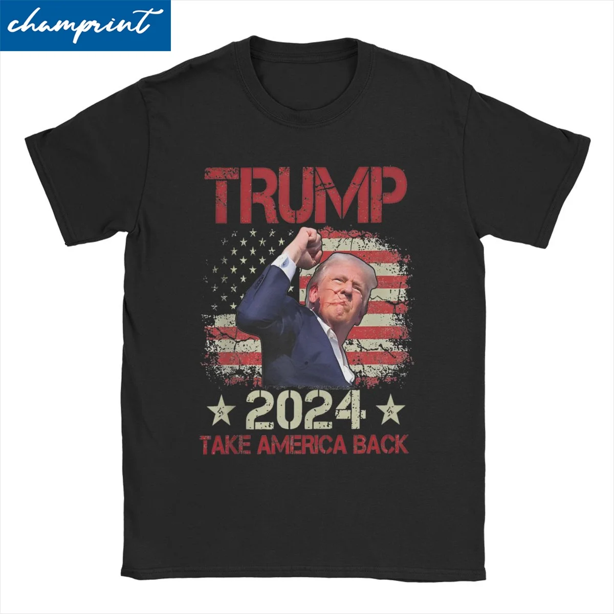 Trump Fist Pump Shot At Trump 2024 Trump Survives Rally Patriotic MAGA T Shirt Men Cotton T-Shirt Crew Neck Tees Short Sleeve