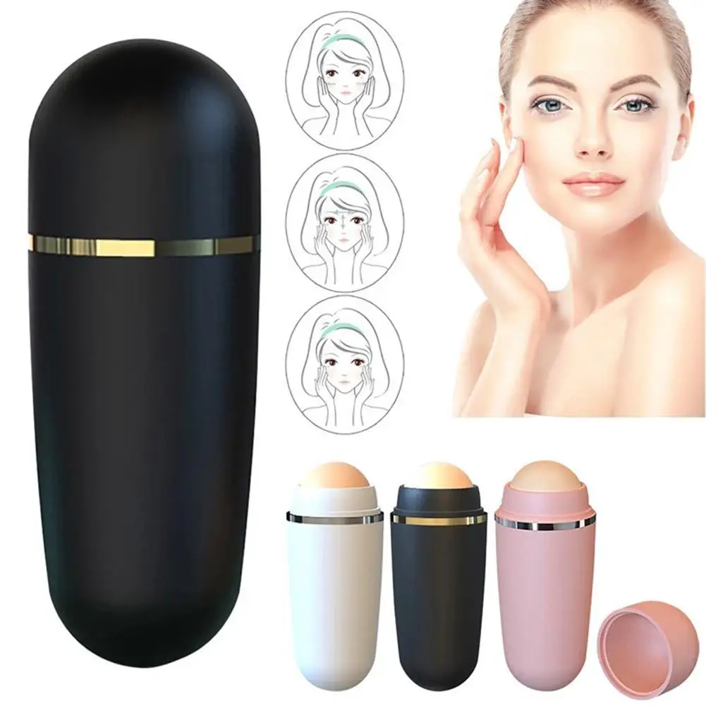 Face Oil Absorbing Roller Natural Volcanic Stone Face T-zone Oil Rolling Stick Ball Facial Pores Cleaning Roller Skin Care Tool