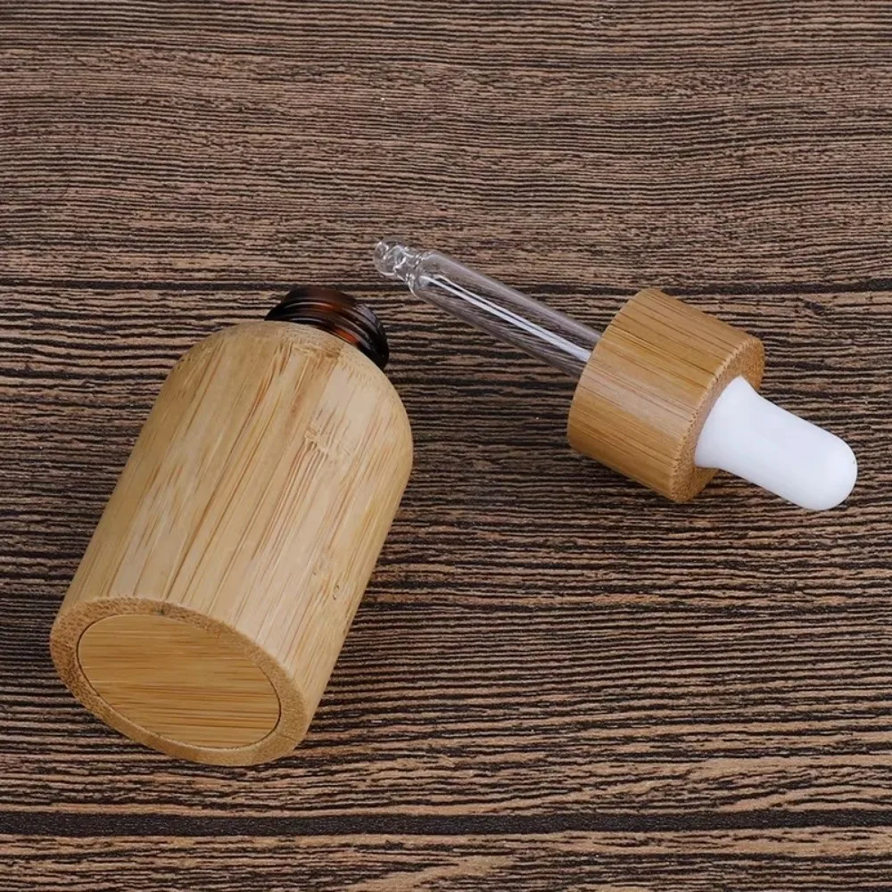 Bamboo Essential Oil Bottles 10ml-30ml Refillable Serum Dispensing Bottles Eye Dropper with Pipettes Cosmetic Sample Container