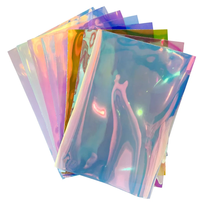 Magic Bright Color Colorful TPU Transparent Holographic Faux Leather Sheets for Umbrellas HandBags Keychains DIY Crafts 30x135cm