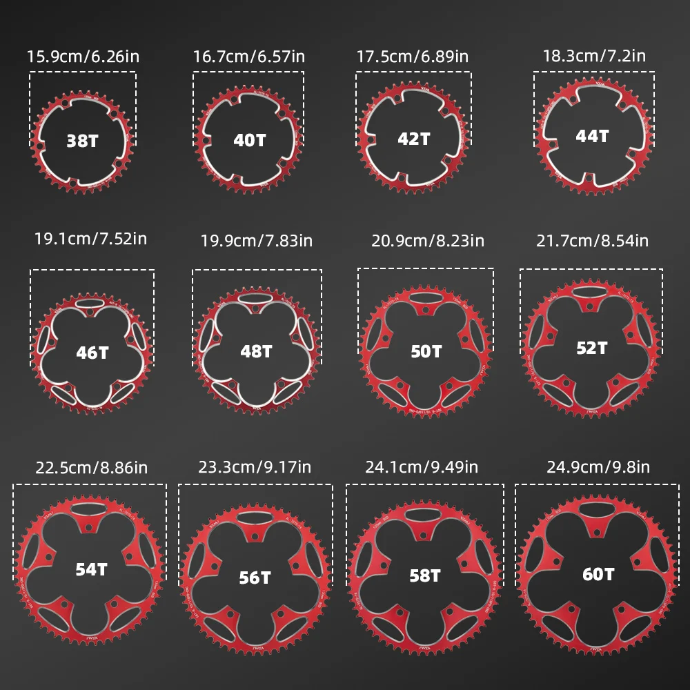 VXM Road Bicycle 130BCD Crank Chainwheel BIke Aluminum Alloy 38T40T42T44T46T50T52T54T565860T Narrow Wide Chainring Cycling Parts view 6
