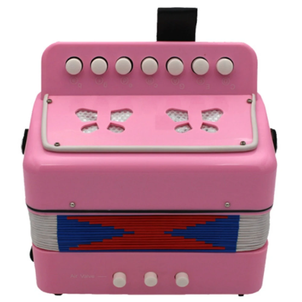 7 Keys Accordion, Accordion for Kids, Solo and Ensemble, Musical Instrument for Home and Classroom, Pink