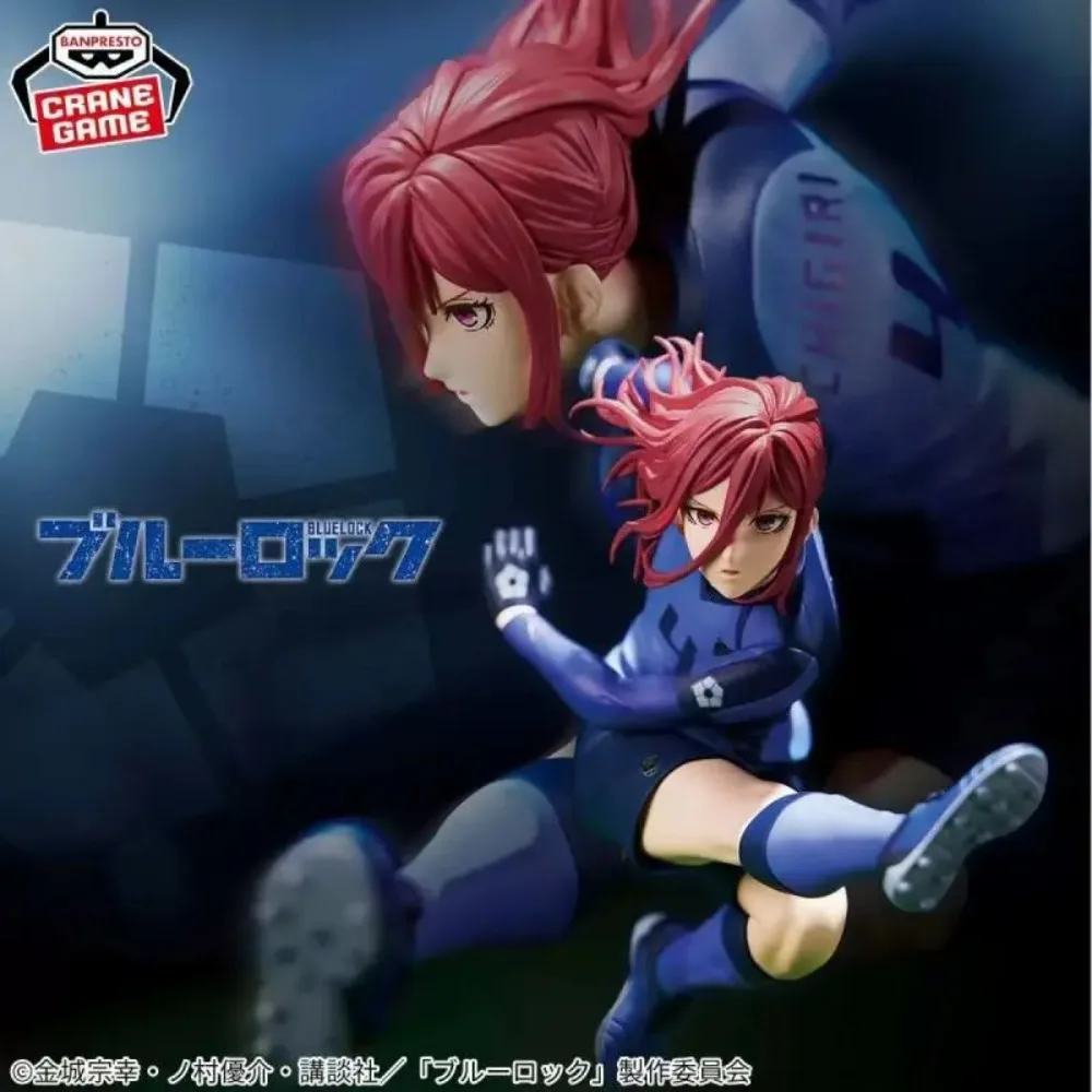 Em estoque bandai original genuíno tv anime blue rock chigiri hyoma 16cm banpresto coleções modelo brinquedos figuras de prisão azul presente