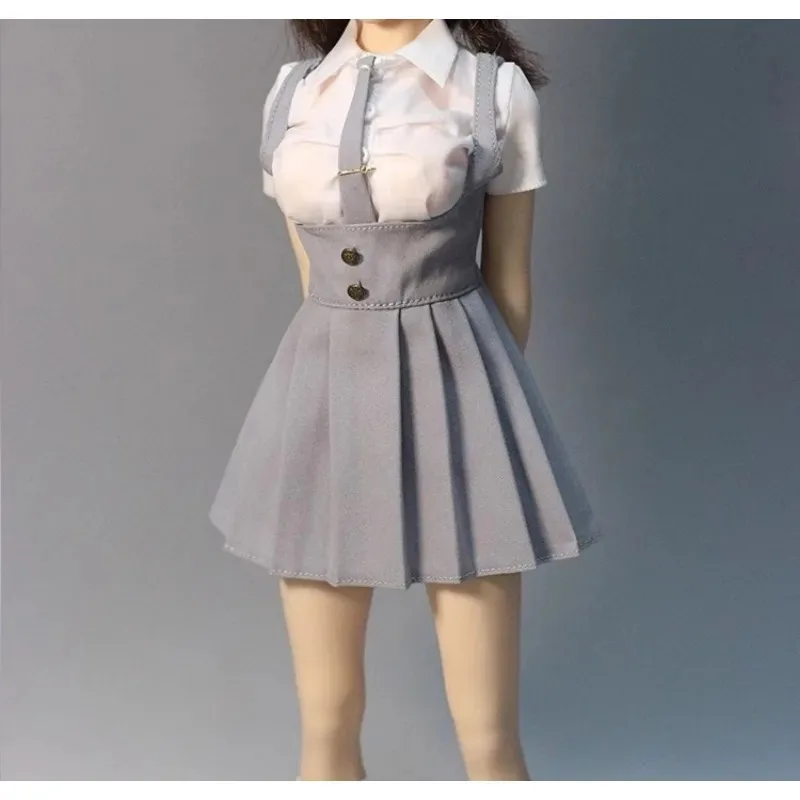 HAILI TOYS 1/6 Scale Female Soldier Uniform White Shirt Black Pleated Skirt Set for 12 Inch Action Figure Body Decor