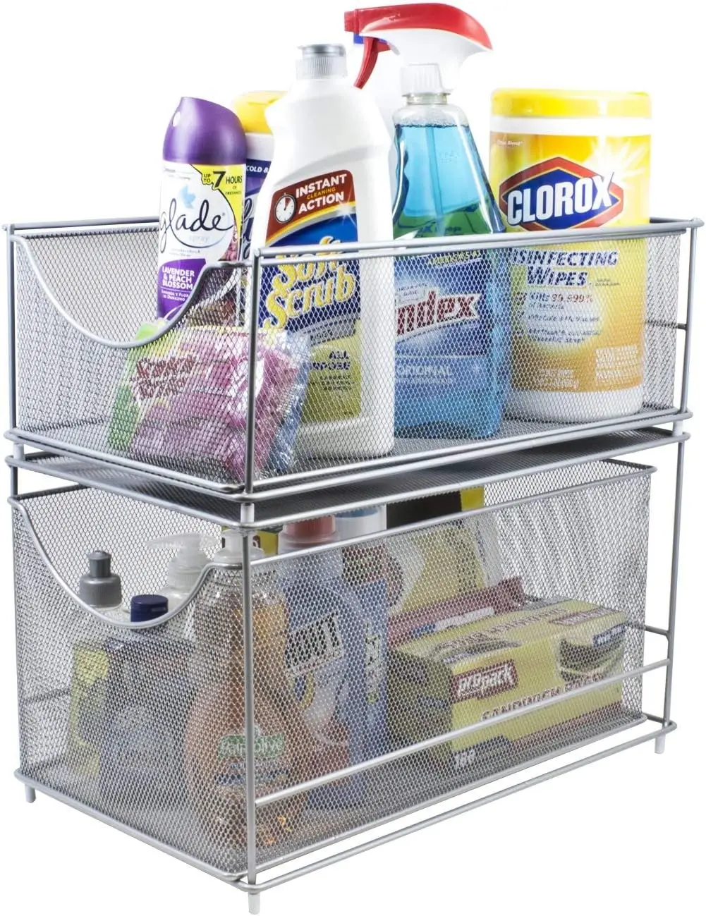 Cabinet Organizer Set —Mesh Storage Organizer with Pull Out Drawers—Ideal for Countertop, Cabinet,  bathroom accessories