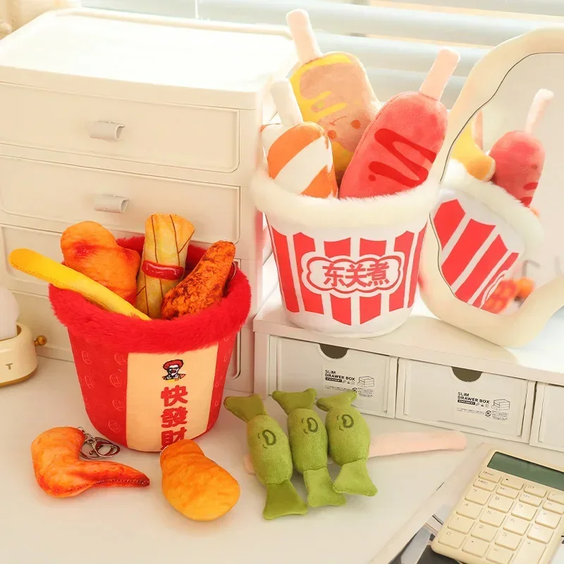 Real Life Gebakken Kip Knuffels Creatieve Simulatie Frieten Japans Voedsel Oden Kussen Gevulde Poppen Verjaardagscadeautjes