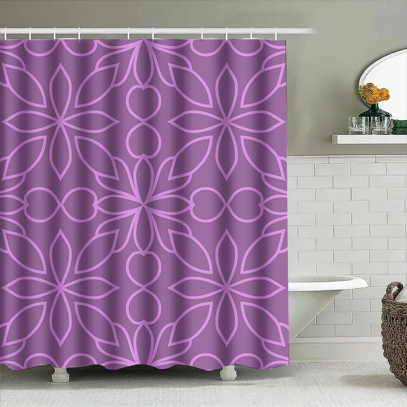 

Фиолетовая занавеска для душа с цветочным принтом, водонепроницаемая декоративная подкладка для ванной комнаты, домашний декор для использования в отеле, 39x72 дюйма (сиреневый)