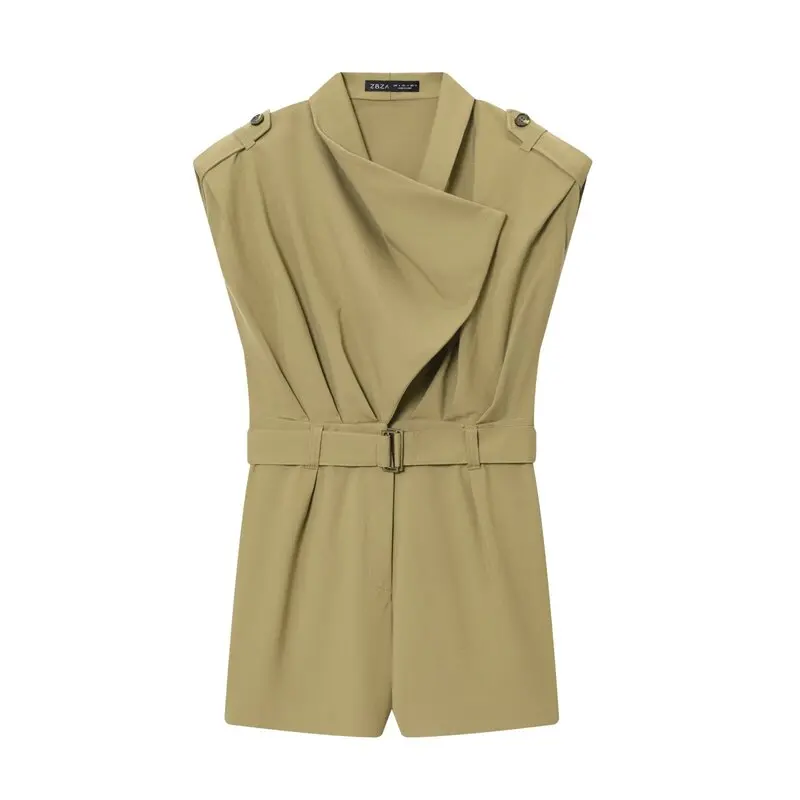 ชุดเดรสทำงานผู้หญิง ดีไซน์ใหม่ ฤดูใบไม้ร่วง 2025  แบบมีแผ่นเสริมไหล่  คาดเข็มขัด  ทรงตรง  เอวสูง  ผ้า 8%-90%  สำหรับใส่ทำงาน