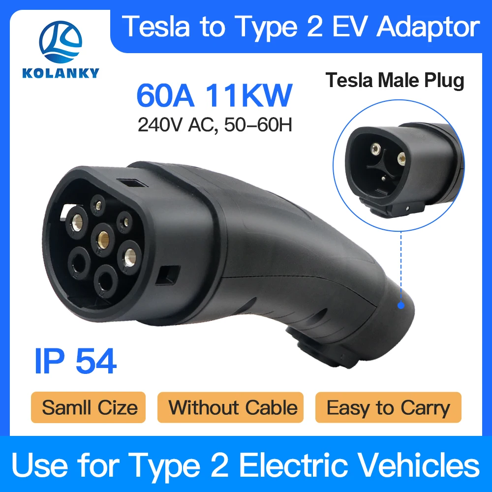 

Portable EV Adaptor NACS Tesla To Type 2 60A 14KW AC Converter Charging For IEC-62169-2 Standard Eletric Vehicle Hybrid Cars