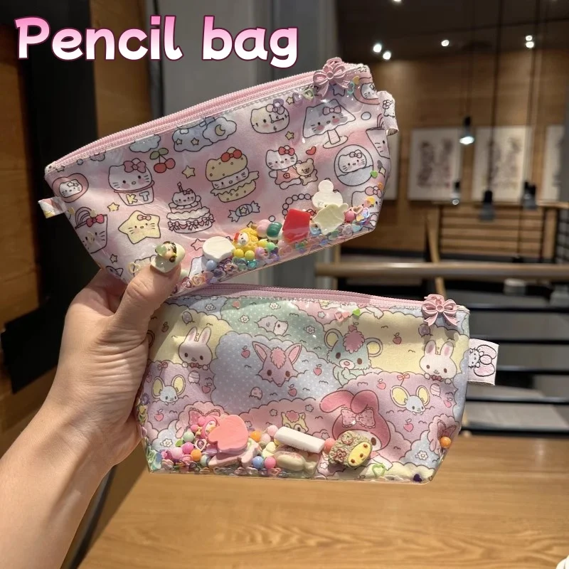 

hello kitty my melody cute cartoon PVC transparent makeup bag change headphone storage bag pencil bag ladies Christmas gift