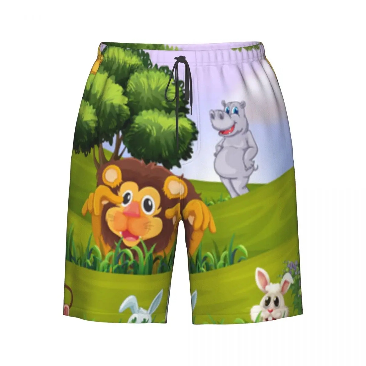 

Men's Swim Trunk Zoo Animals In The Forest Safari Jungle Greenery Quick Dry Beach Shorts with Pockets Beach Pants Swimsuit