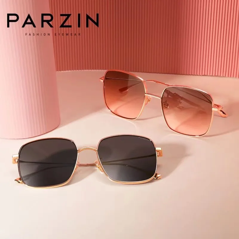 PARZIN Sunglasses For  Women Vintage Rectangle Metal Female Sun Glasses Ladies Eyewear UVA/UVB 92028