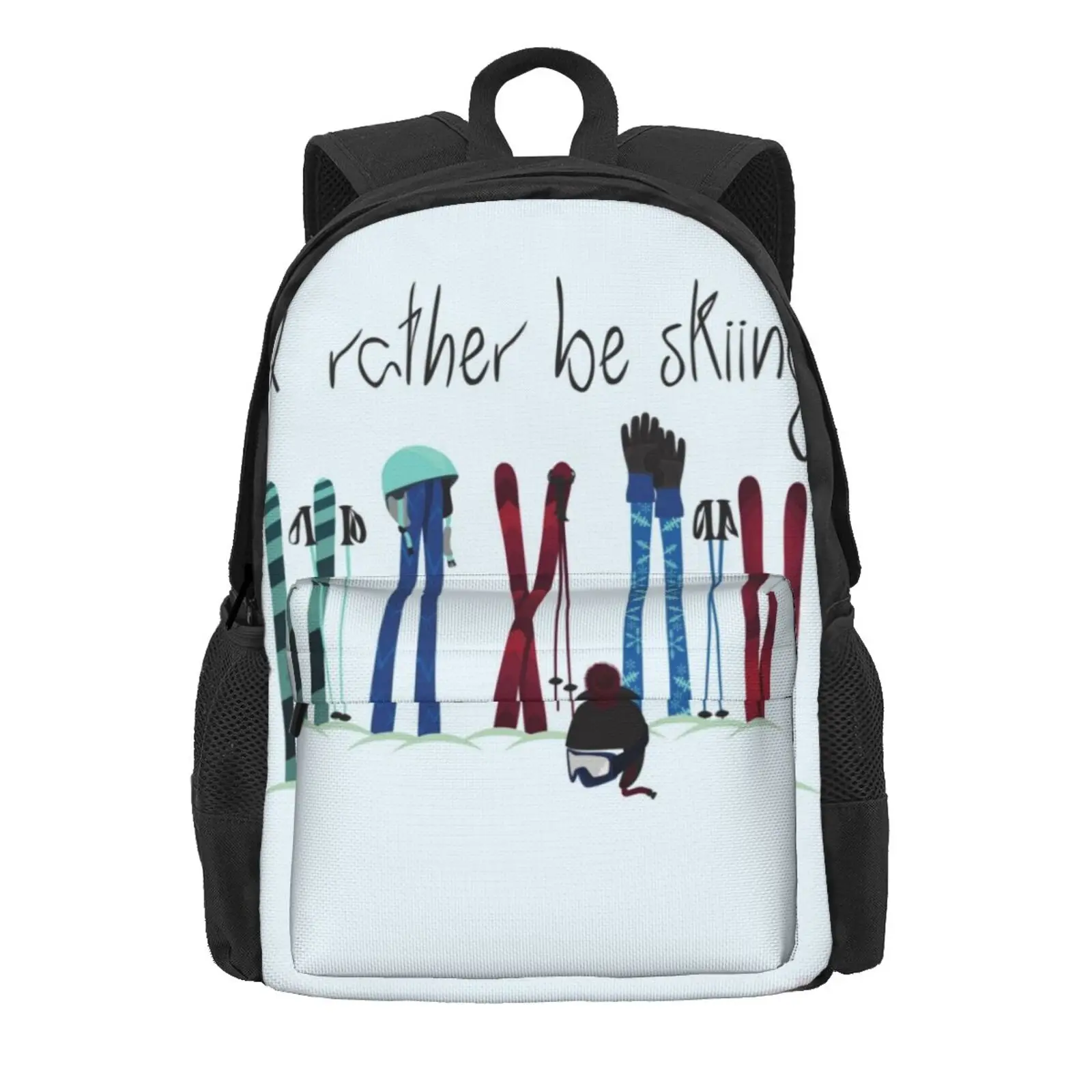 I'D Rather Be Skiing Hot Sale Schoolbag Backpack Fashion Bags Skiing Winter Sport Holoday Mountain Piste Snowy Cool Fun Blue