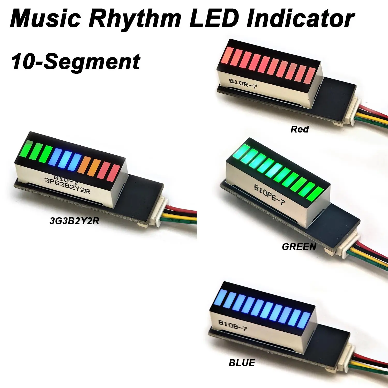 10‑Segment Music Rhythm LED Indicator Spectrum Audio Signal Level Meter VU Meter DC 9‑12V Car Amplifier Speaker Atmosphere Lamp