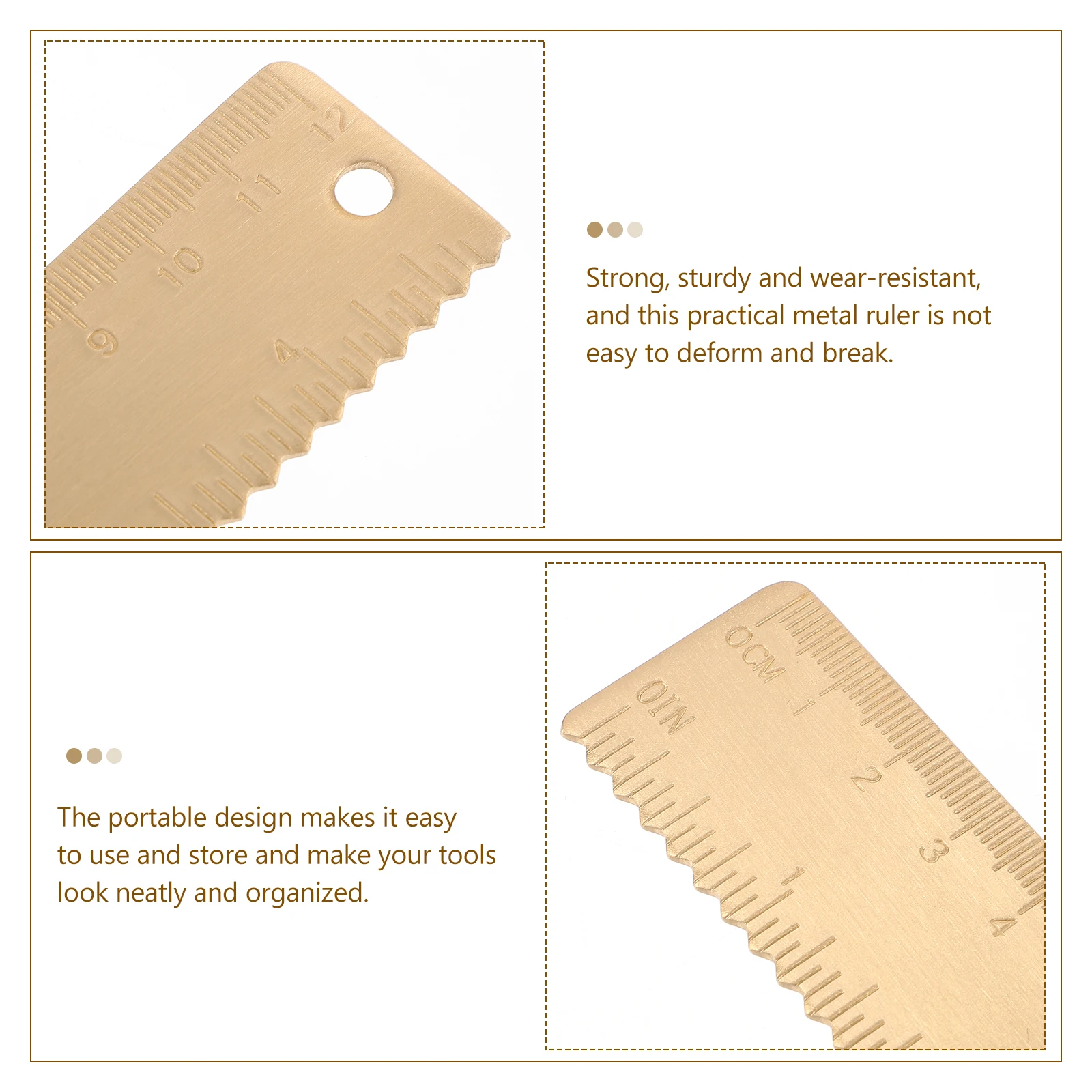 

12cm Brass Ruler Double Scale Inch Vintage Metal Wavy Meter Sticks Classroom Rulers Straight Edge Drawing Tool Engineering Aid