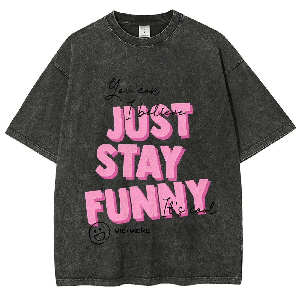

Vintage Washed Tee, Bold Pink Letters, Retro Aesthetic, Oversized Fit, Soft Cotton, Trendy Graphic for Playful Vibes