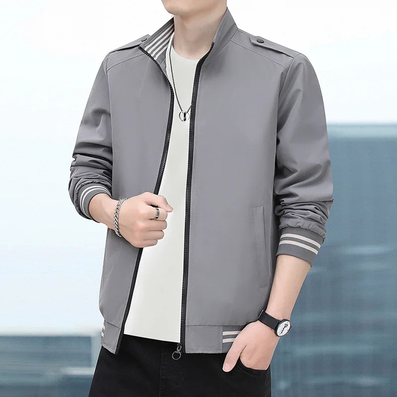 

TFETTERS Brand Korean Fashion Mens Jacket 2024 New Business Casual Stand Collar Clothes Men Spring and Autumn Outwear Male Coats