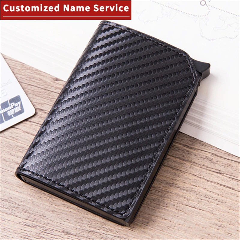 

Bycobecy Customized Name Wallet Anti-theft Card Holder Multi Smart Wallet RFID Pop-up Clutch Multi Men Learther Wallet Card Case