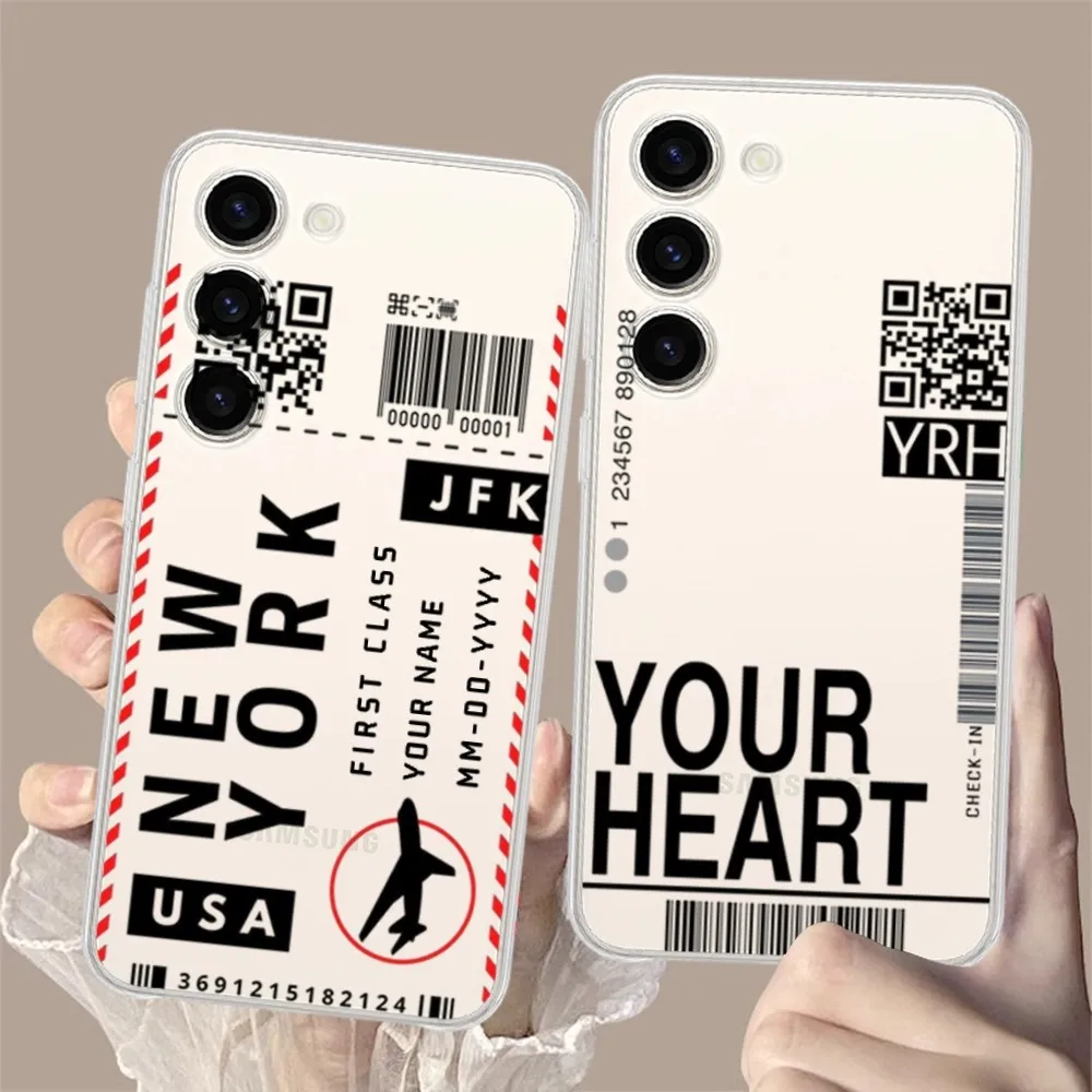 World City Travel Ticket New York Phone Case for Samsung Galaxy S8 8S G950F G950 A91 A80 A73 5G A72