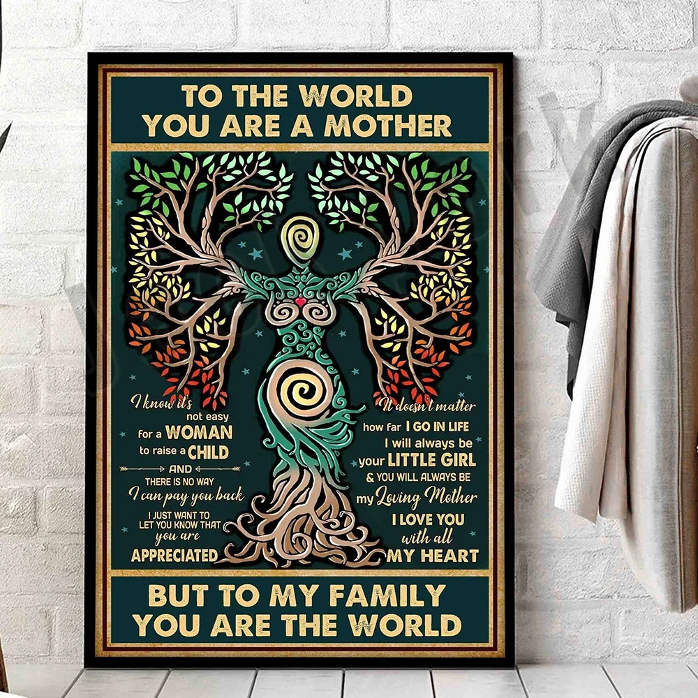 Feliz Día de la Madre en todo el mundo, eres la madre pero a mi familia eres el mundo, hija, regalo de cartel del árbol de la vida