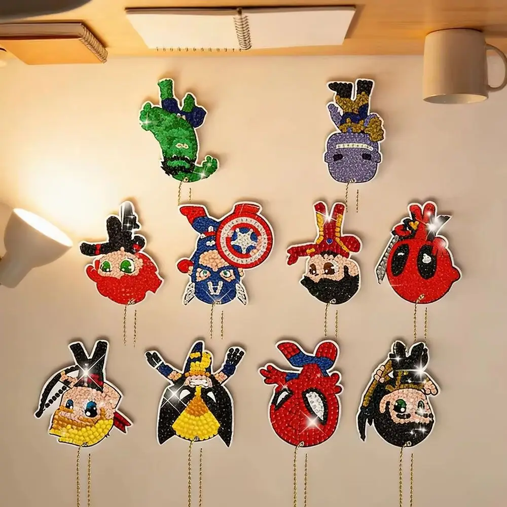 Stitch Mickey Minnie Blue Alien Anime Superhero DIY Diamond Painting Keychain Cute Cartoon Bag Pendant Craft Kit for Kids Gift