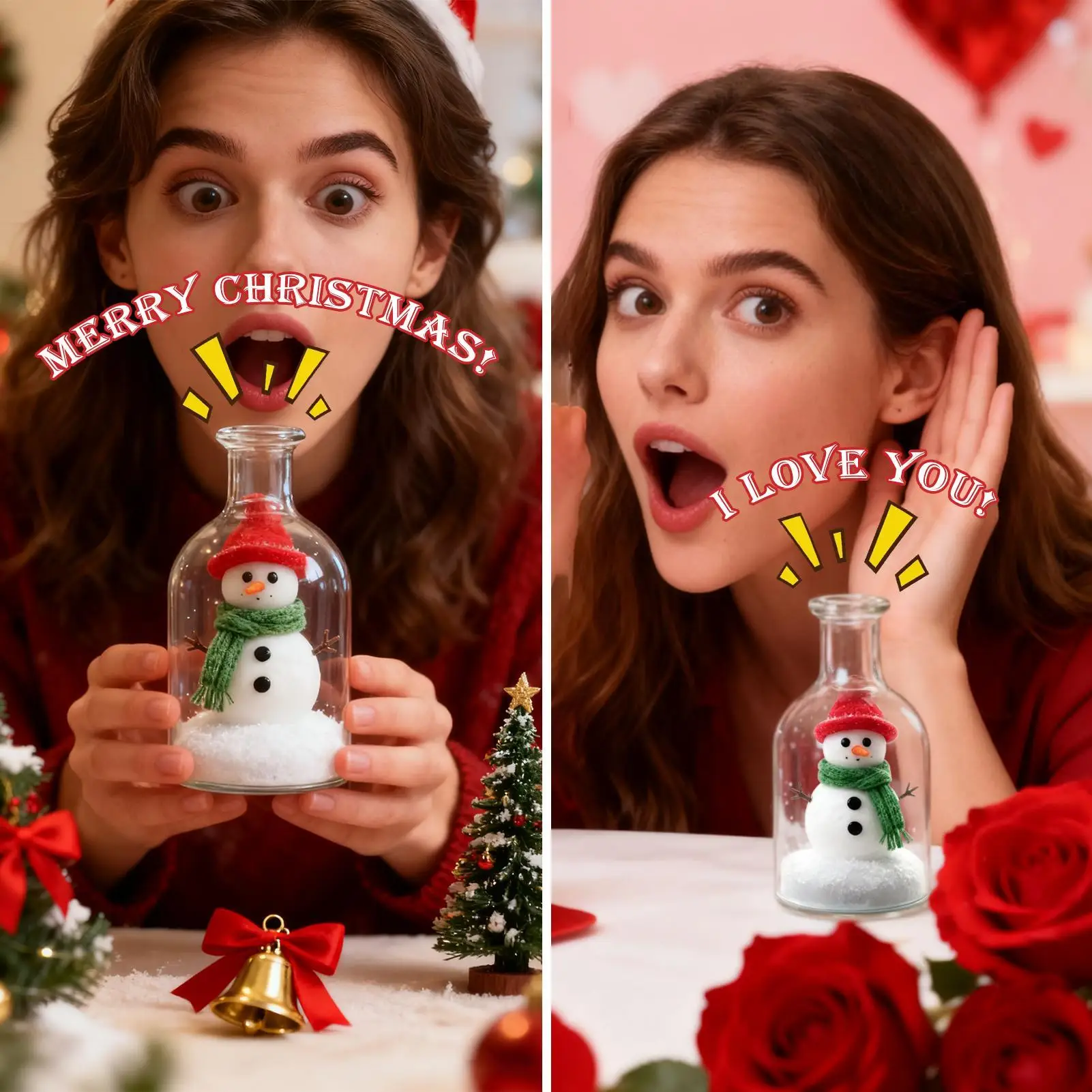 زينة عيد الميلاد القابلة للتسجيل، ديكور موسمي للعطلات، رسالة صوتية، ديكور زجاجة للآباء والأزواج، ديكورات العائلات