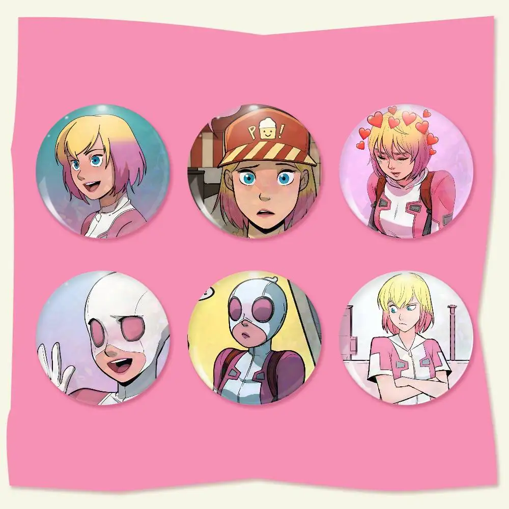 Broches Redondos Creativos con Personajes de Dibujos Animados de G-Gwenpool, Accesorios para Mochilas, Joyería, Regalos