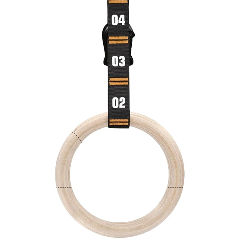 New-Wooden Gymnastic Rings Adjustable Straps Door Anchor Foot Straps For Bodyweight Fitness