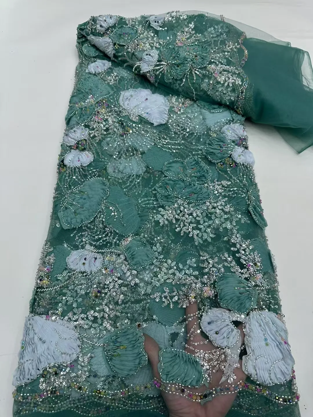 2025 Latest Superior Quality Luxurious Elegant Soft Mesh lace With Lots Stones Fabric For Wedding Evening Dresses