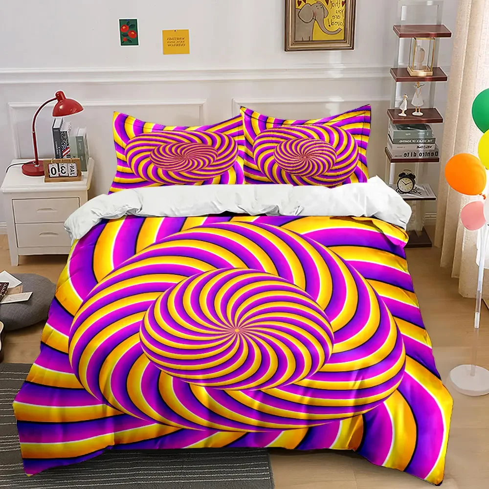 Psychedelic Pattern Three-Piece Decor Soft Comfortable Duvet Cover Bedding Set Included 1*Duvet Cover & 2*Pillowcases, gift