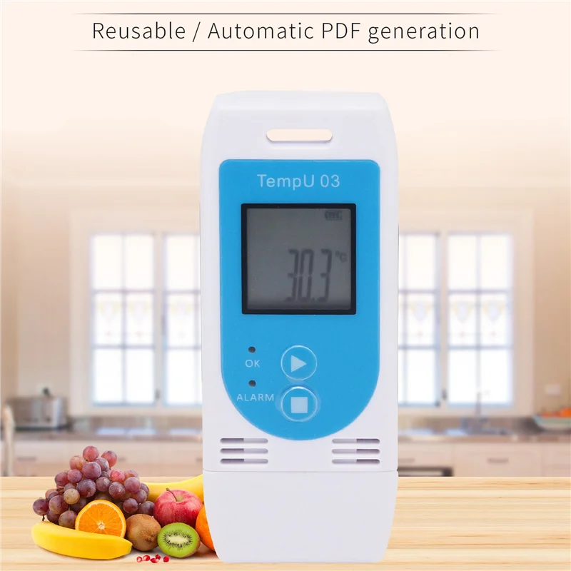TempU 03 مسجل بيانات درجة الحرارة والرطوبة USB ، مسجل الرطوبة ، مقياس تسجيل الرطوبة ، درجة الحرارة RH القابلة لإعادة الاستخدام