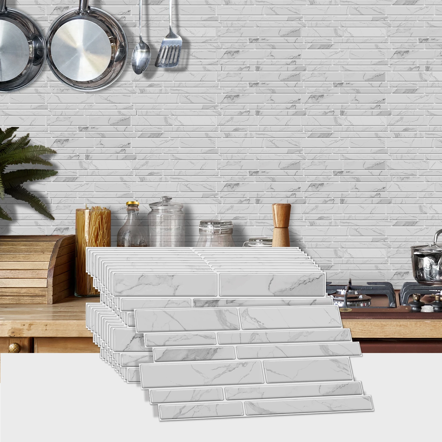 

(6/12/24/48 PCS)Self-Adhesive Marble Mosaic Wall Stickers, Easy to Cut & Install, HD Pattern, Waterproof, DIY Home Decor