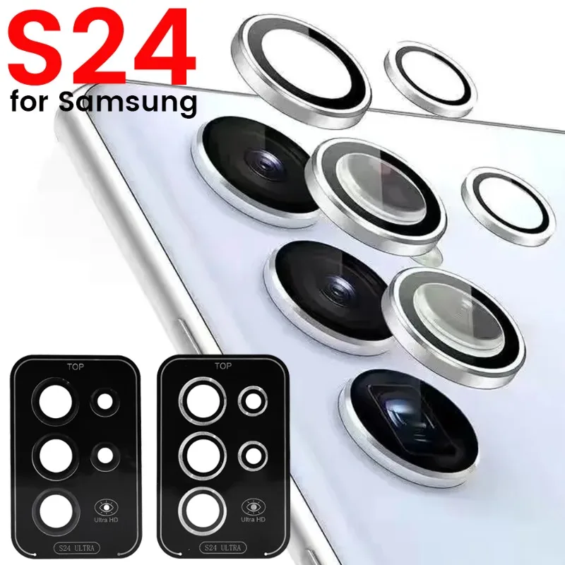 Camera Lens Protector para Samsung Galaxy S24Plus Ultra, Metal, Anti-Risco, Curvo, Protetor, Vidro Temperado, Capa de Anel Individual