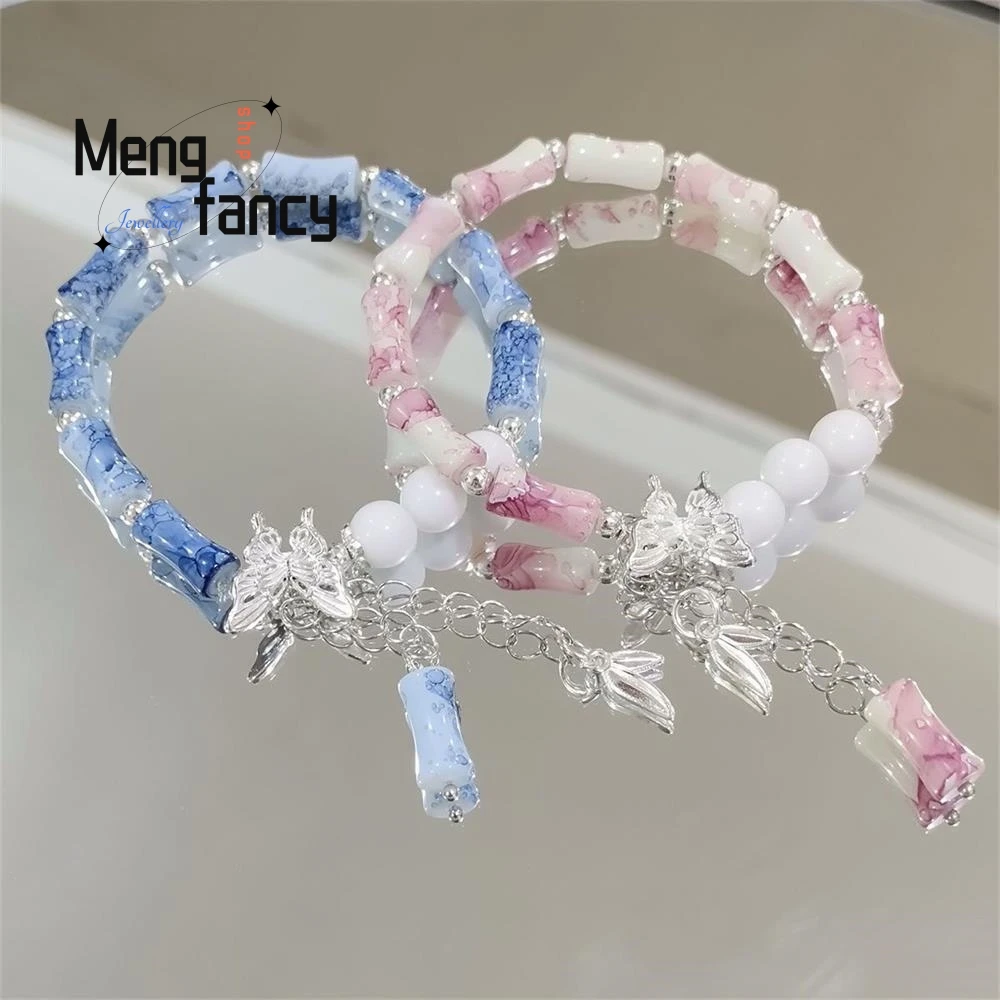 새로운 중국어 고대 스타일 나비 대나무 달콤한 다목적 커플 팔찌 천연 고급 절묘한 인기 패... - 1