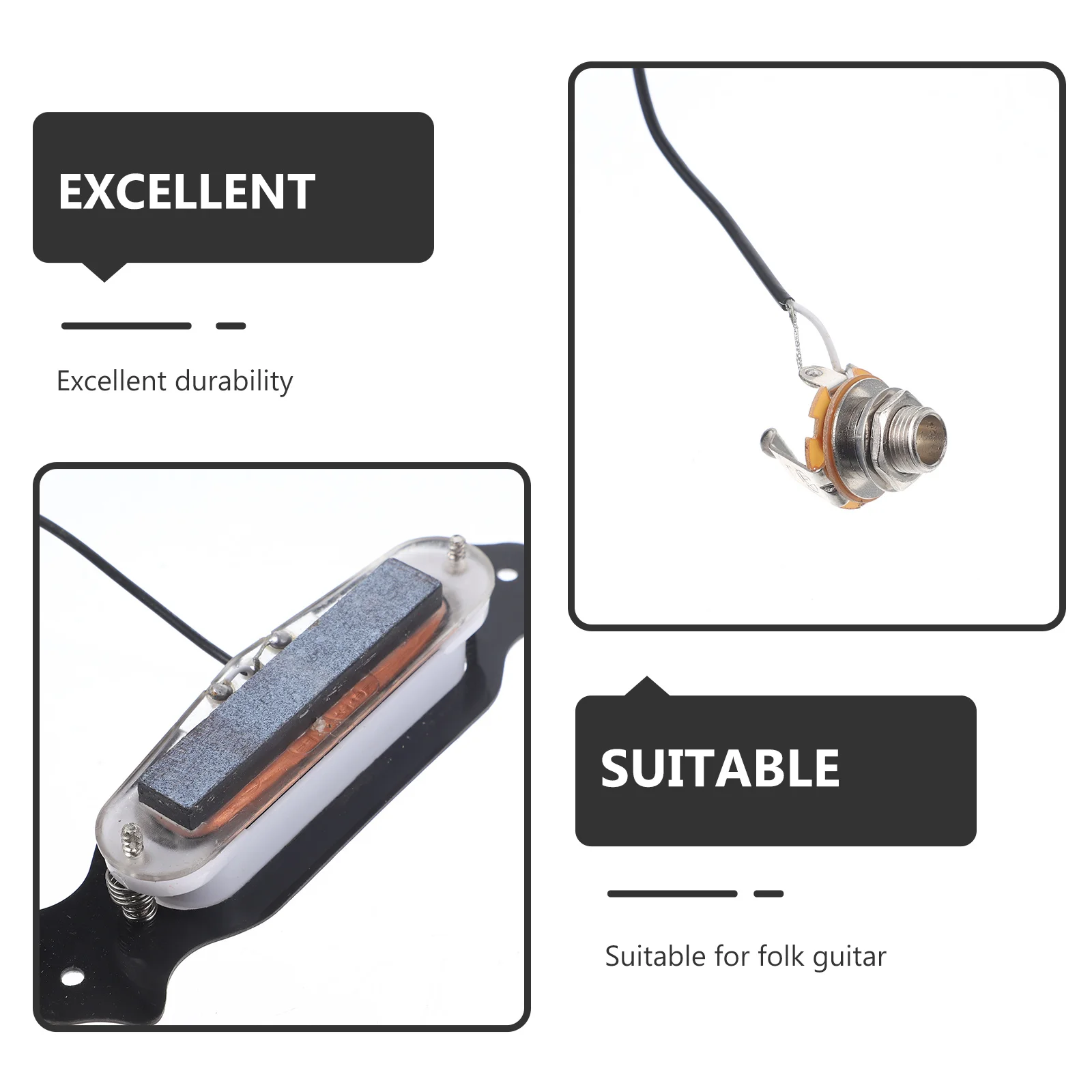 

4 String Pre-Wired Magnetic Soundhole Pickup for Electric Cigar Box Guitar ABS Plastic Shell Volume Tone Control