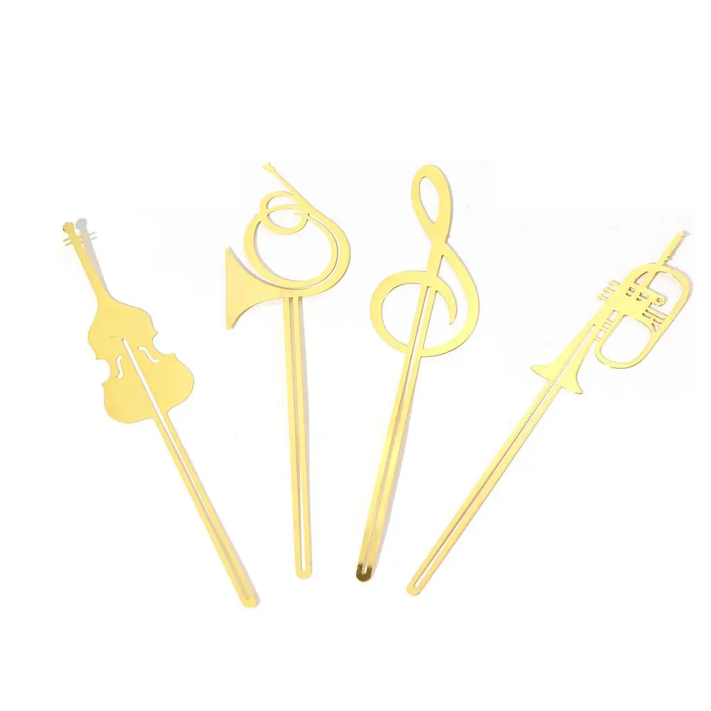 Cute Gold Book Mark Office Supplies Stationery Paper Clips Violin Book Markers Music Book Marker Musical Instruments Bookmark