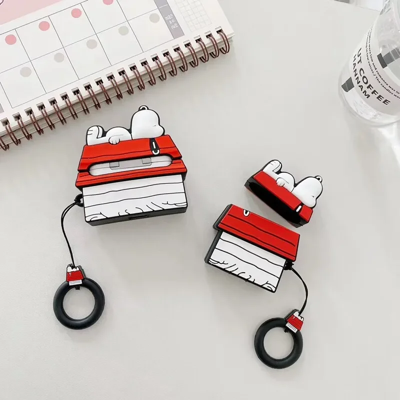 Niedliche Cartoon-Snoopy-Kopfhörerhülle für Airpods 5 4 2 3 1 Pro 3 2 3D Kabellose Bluetooth-Kopfhörer Schutzhülle Weiche Abdeckung mit Anhänger – Detail 8