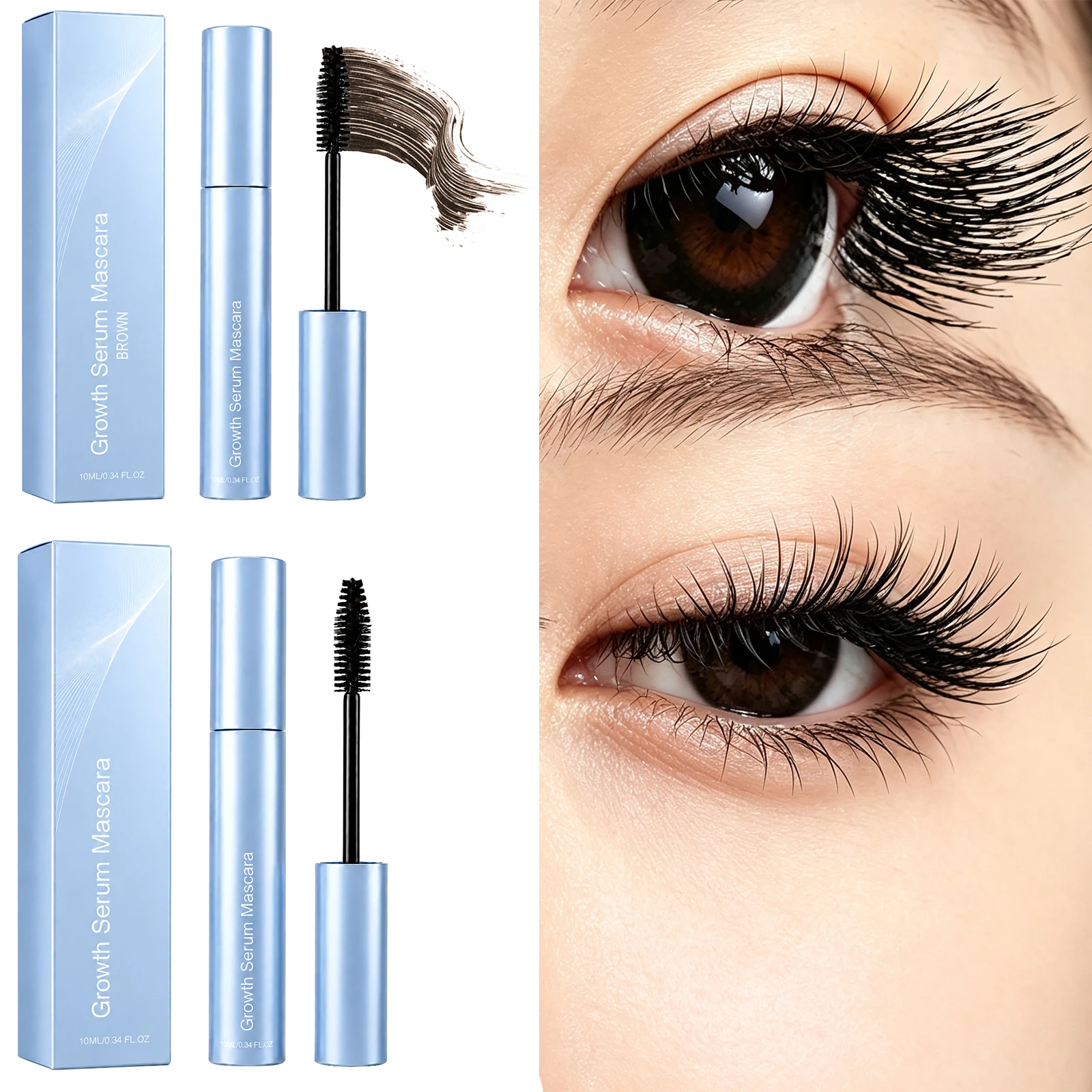 Black/Brown Volumizing Mascara Vitamin E Infused Waterproof Smudge‑Proof Long Lasting Curling Eye Makeup For Short Sparse Lashes