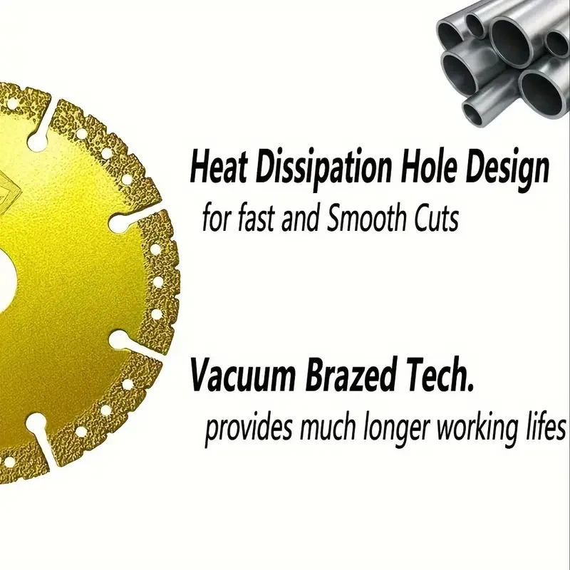 Lama per sega diamantata brasata sotto vuoto da 1 pezzo da 4,5 pollici per il taglio di acciaio, metallo, pietra, ghisa